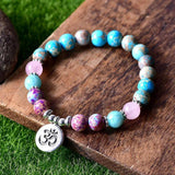 Women Yoga Bracelets Natural Stone Stretch Charms Elastic Boho
