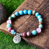Women Yoga Bracelets Natural Stone Stretch Charms Elastic Boho