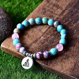 Women Yoga Bracelets Natural Stone Stretch Charms Elastic Boho