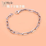 S925 Sterling Silver Bracelet Cross Chain Bracelet Retro Ins Neutral Girl