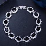 Colorful Oval CZ Crystal Flower Bracelet Bangle for Wedding B023