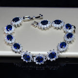 Colorful Oval CZ Crystal Flower Bracelet Bangle for Wedding B023