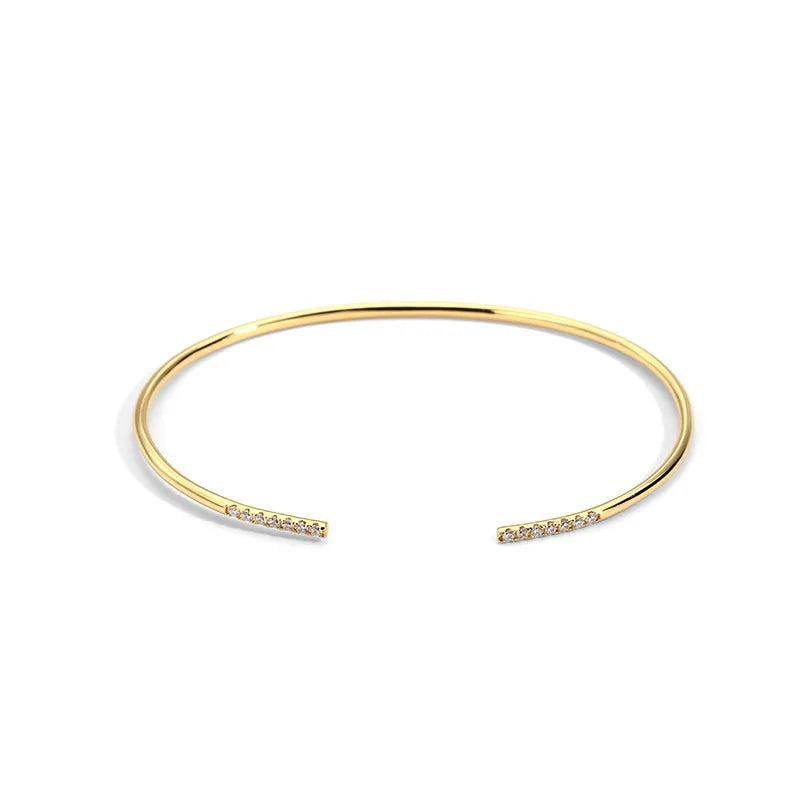 18K Copper Zircon Bangle Bracelet - Women Girl Gift Jewelry P059