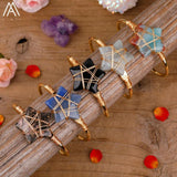 Stars Gemstone Beads Copper Bangle Wire Wrapped Bracelet