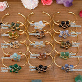 Stars Gemstone Beads Copper Bangle Wire Wrapped Bracelet