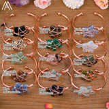 Stars Gemstone Beads Copper Bangle Wire Wrapped Bracelet