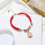YUN RUO Lucky Money Cat Red Bracelet Woman Gift