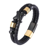 Braided Leather Charm Bracelet Men Stainless Steel Cross Punk Rock Bangle