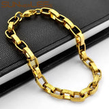 Geometric Box Link Chain Bracelet Stainless Steel 6mm Silver Plated