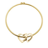 PolishedPlus Bangle Bracelet Heart Shape Pendants Stainless Steel Personalized
