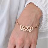 PolishedPlus Bangle Bracelet Heart Shape Pendants Stainless Steel Personalized