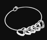 PolishedPlus Bangle Bracelet Heart Shape Pendants Stainless Steel Personalized