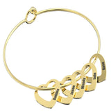 PolishedPlus Bangle Bracelet Heart Shape Pendants Stainless Steel Personalized