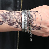 Men's Stainless Steel Cross Bracelet Set Spanish Scripture Charm Bangle 3pcs