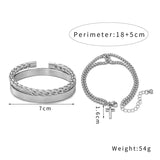 Men's Stainless Steel Cross Bracelet Set Spanish Scripture Charm Bangle 3pcs