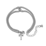 Men's Stainless Steel Cross Bracelet Set Spanish Scripture Charm Bangle 3pcs