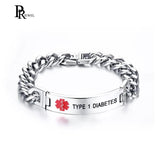TYPE 1 DIABETES Emergency Medical Alert ID Stainless Steel Bracelets