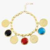 18K Plated Natural Stone Pendant Bracelet Turkish Flower Wristband Jewelry