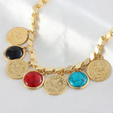 18K Plated Natural Stone Pendant Bracelet Turkish Flower Wristband Jewelry