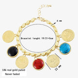 18K Plated Natural Stone Pendant Bracelet Turkish Flower Wristband Jewelry