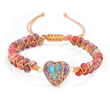 Heart Charm Bracelet Natural Stone Women Jewelry Gift QX-31