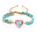 Heart Charm Bracelet Natural Stone Women Jewelry Gift QX-31