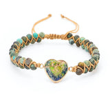 Heart Charm Bracelet Natural Stone Women Jewelry Gift QX-31