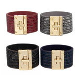 Crystal Circle Charm Wrap Bracelet Women Boho Multilayer Wide Crystal
