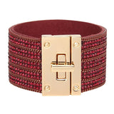Crystal Circle Charm Wrap Bracelet Women Boho Multilayer Wide Crystal