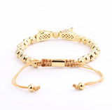 Stainless Steel Beads CZ Pave Charm Macrame Bracelet