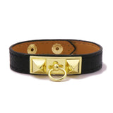Punk Rivet Tower Bangle Orange Leather Bracelet Women