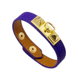 Punk Rivet Tower Bangle Orange Leather Bracelet Women