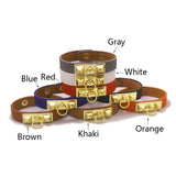 Punk Rivet Tower Bangle Orange Leather Bracelet Women