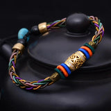 Thai National Hand Rope Bracelet with Metal Switch Luck Bead