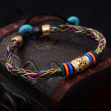 Thai National Hand Rope Bracelet with Metal Switch Luck Bead
