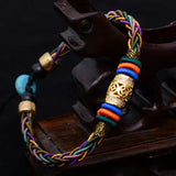 Thai National Hand Rope Bracelet with Metal Switch Luck Bead