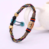 Thai National Hand Rope Bracelet with Metal Switch Luck Bead