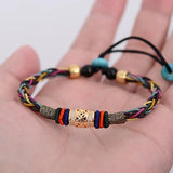 Thai National Hand Rope Bracelet with Metal Switch Luck Bead