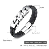 Men's Stainless Steel Chain Bracelet 215mm Wristband Leather Bracelet
