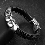Men's Stainless Steel Chain Bracelet 215mm Wristband Leather Bracelet