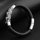 Men's Stainless Steel Chain Bracelet 215mm Wristband Leather Bracelet
