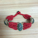 Tibetan Brass Turquoise Bracelet Vintage Jewelry Nepal 3 Charms