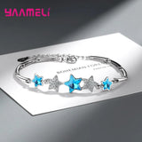 925 Silver Stras Women Bangle Bracelet with Crystals