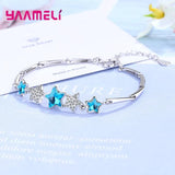 925 Silver Stras Women Bangle Bracelet with Crystals