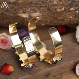 Women Natural Stone Beads Open Cuff Wristband Bracelet