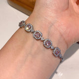 Colorful Square Glass Silver Bracelet for Women Wedding Jewelry
