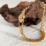 Unique Zircon Eyes Snake Chain Bracelet Vintage Jewelry