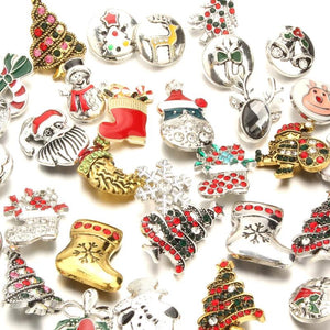 10pcs Christmas Snap Button Mix for 18MM Bracelet Necklace Merry Christmas Gift