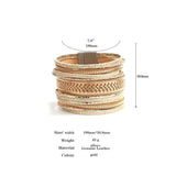 Chain Leather Bracelet Charm Metal Beaded Multilayer Wrap Bangle