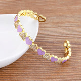 Nidin 5 Colors Heart Romantic Love Open Bangle Enamel Bracelet Gift